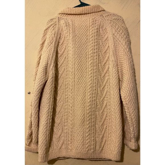 Vintage Wool Fisherman hand knit Cardigan sweater w/ wooden buttons sz XL by Woo - Picture 10 of 16